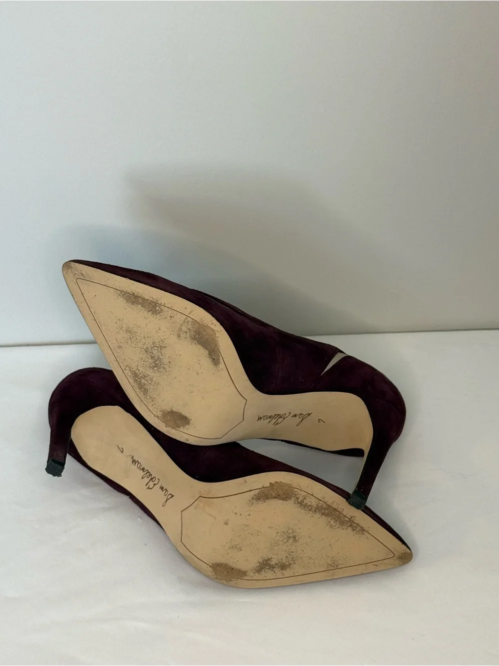Sam Edelman Nixon Pumps Burgundy Wine Suede Mesh Pointed Toe Stiletto Heels Sz 7